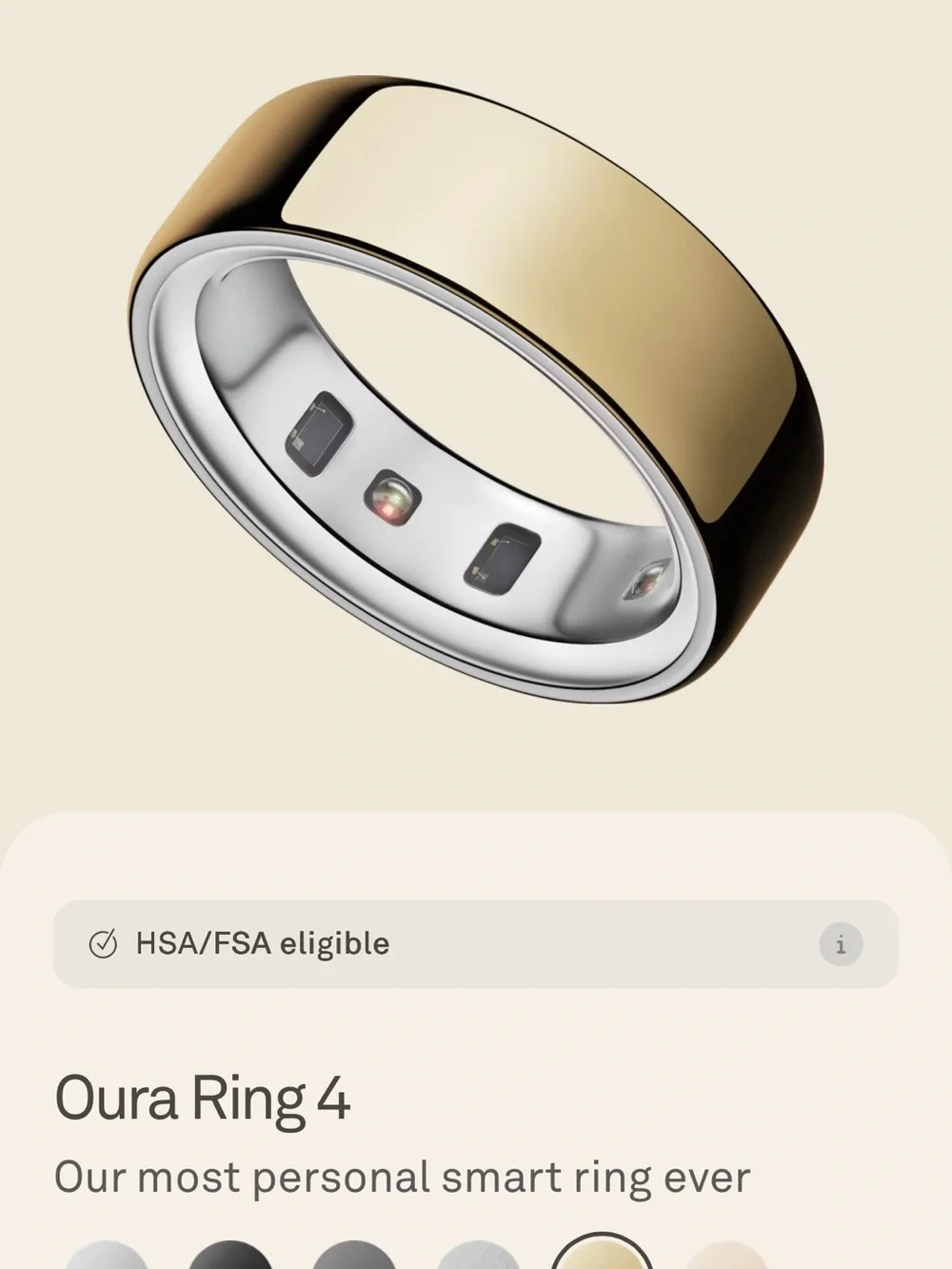Oura Ring 4 — Gold Exterior with Silver Interior